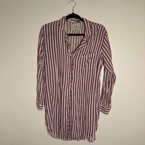 Rails Burgundy and White Striped Shirt